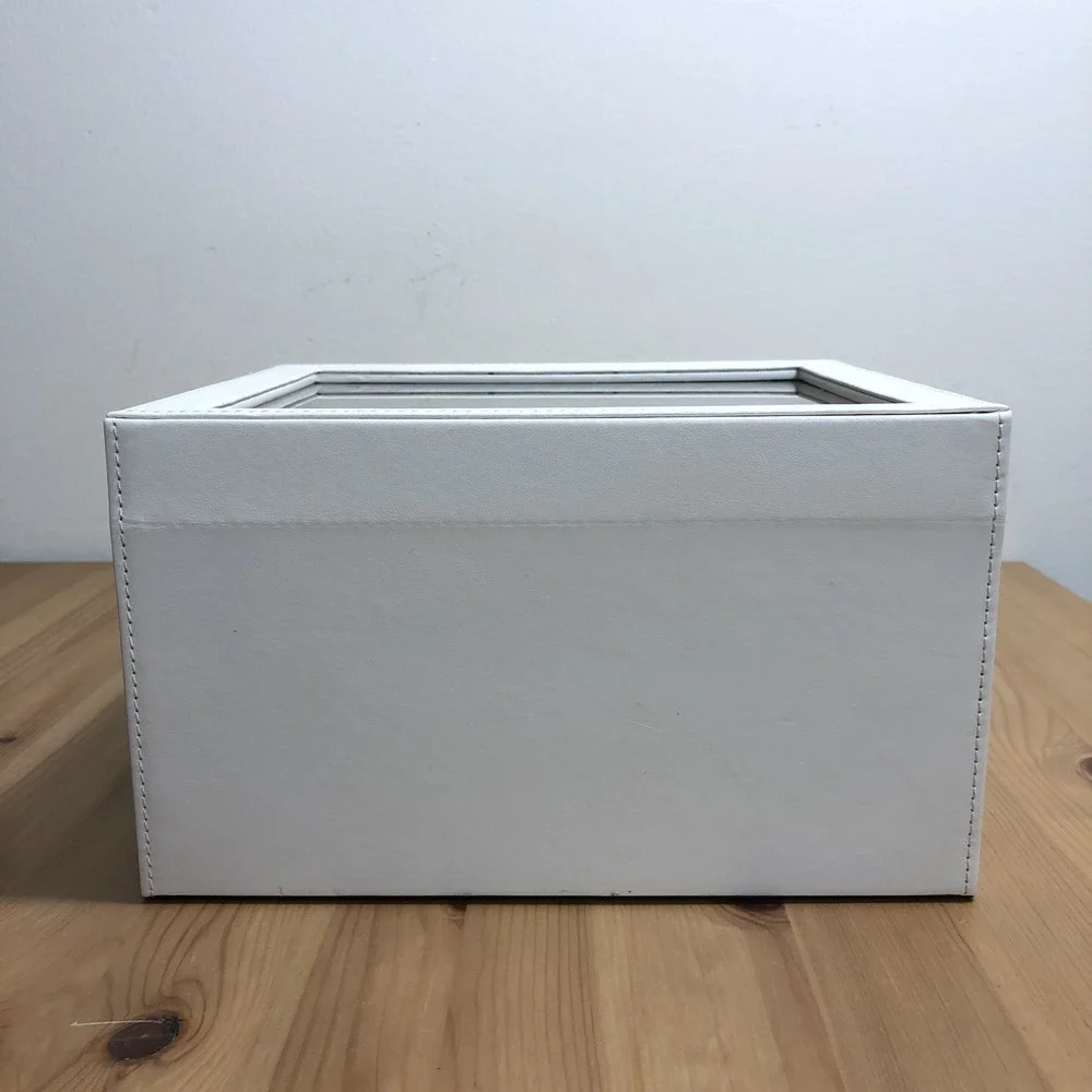 SONGMICS Jewelry Box Glass Lid 3-Layer Organizer 2 Drawers White Gold